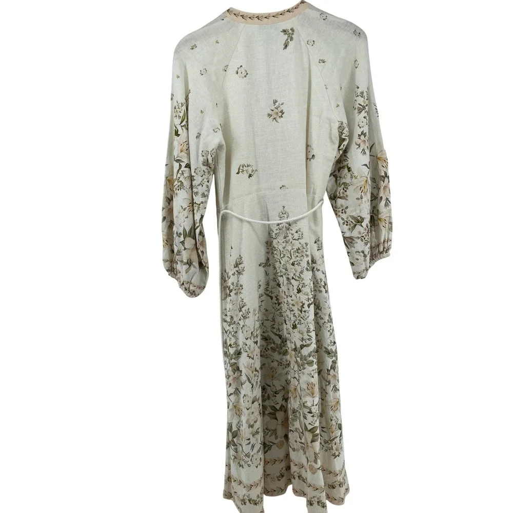 Calypso Maxi Dress Womens Small Floral Cottagecore Linen Blend Garden Party Boho